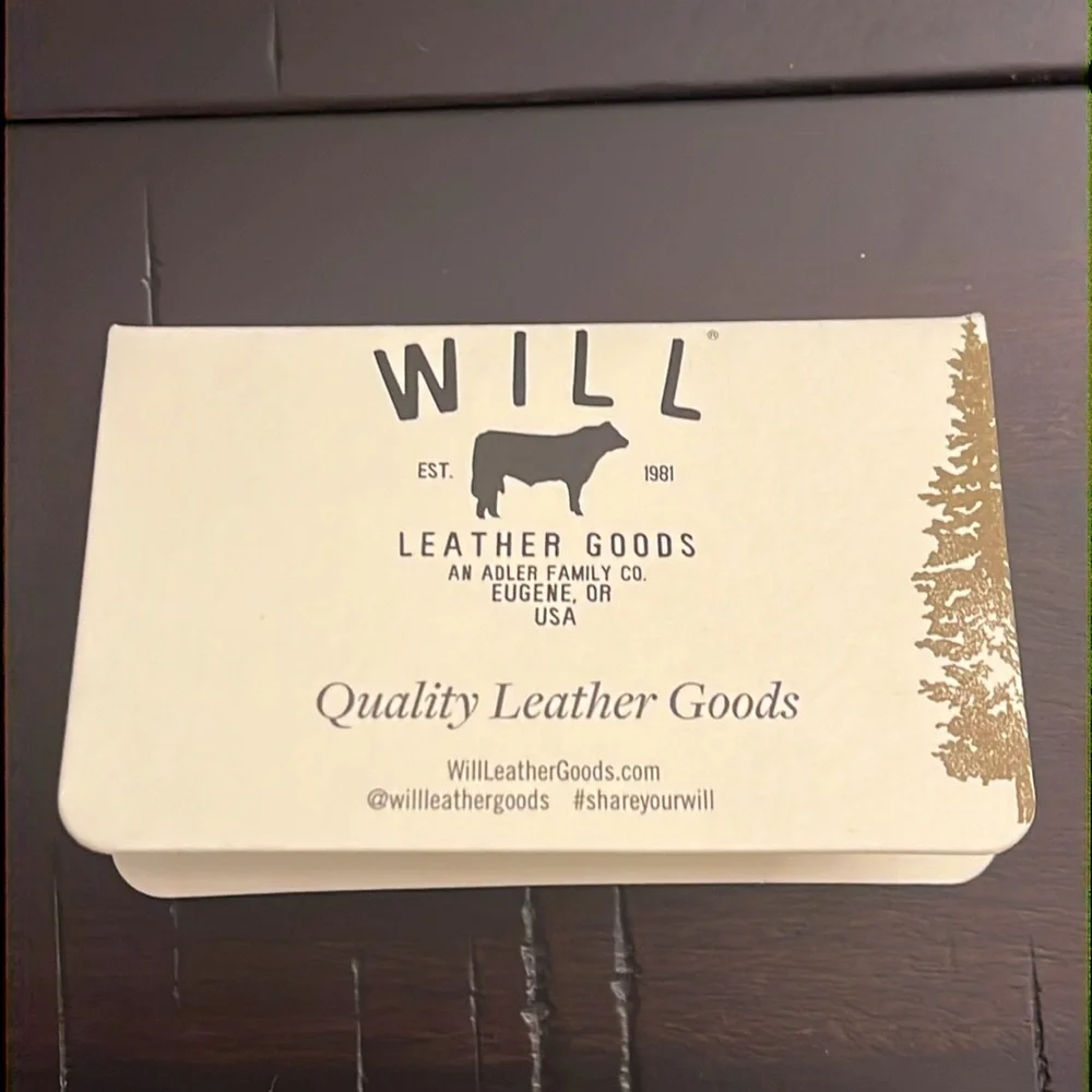 Will Leather Goods Bi Fold Wallet Card Case Black new